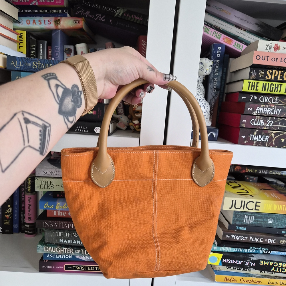 Orange Suede Tote Bag